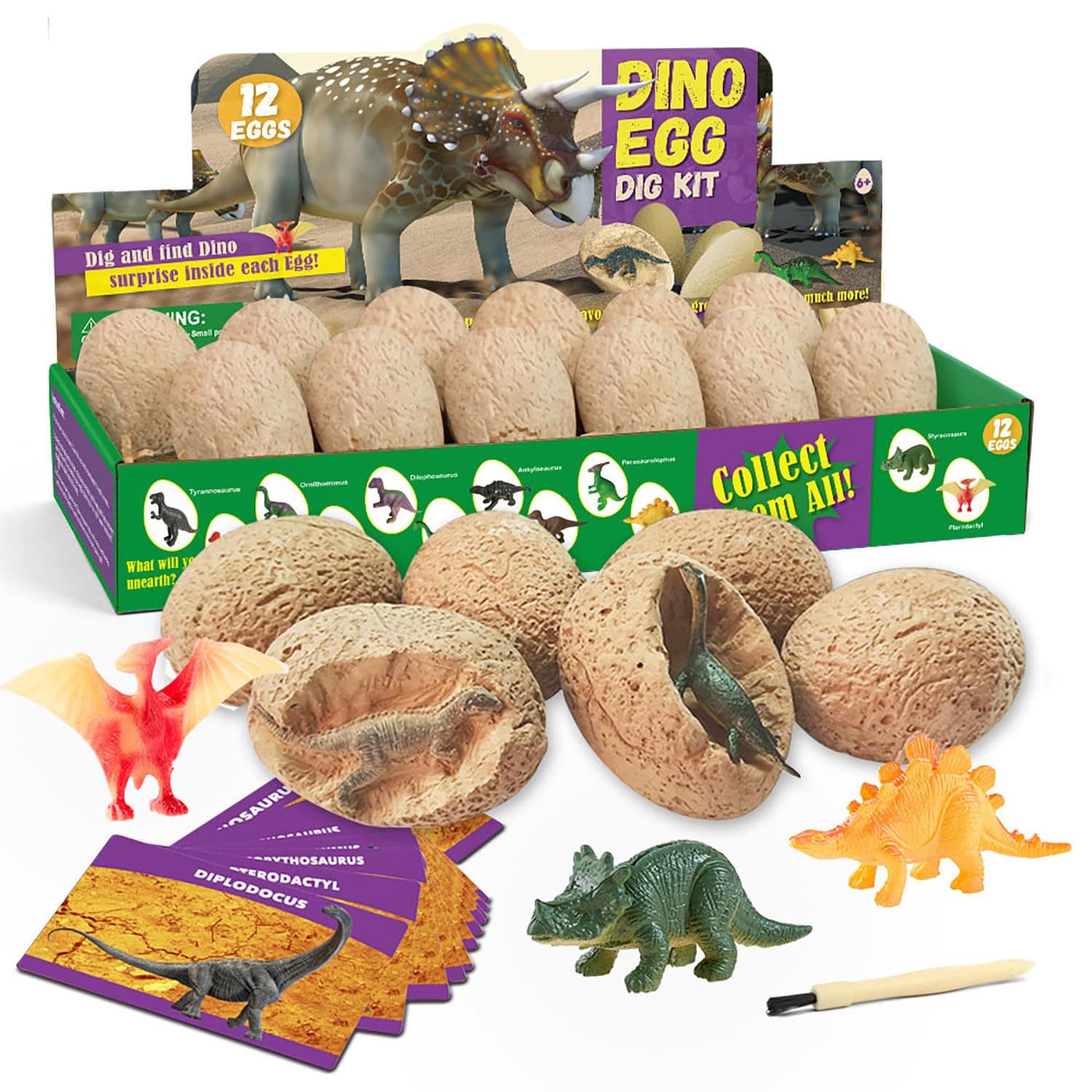 Dinosuar Egg Dig Kit - Dig Out 12 Cute Dinosaurs Toys - Educational Science Stem Gift for Boys Girls 6 7 8 9 10+ Years Old