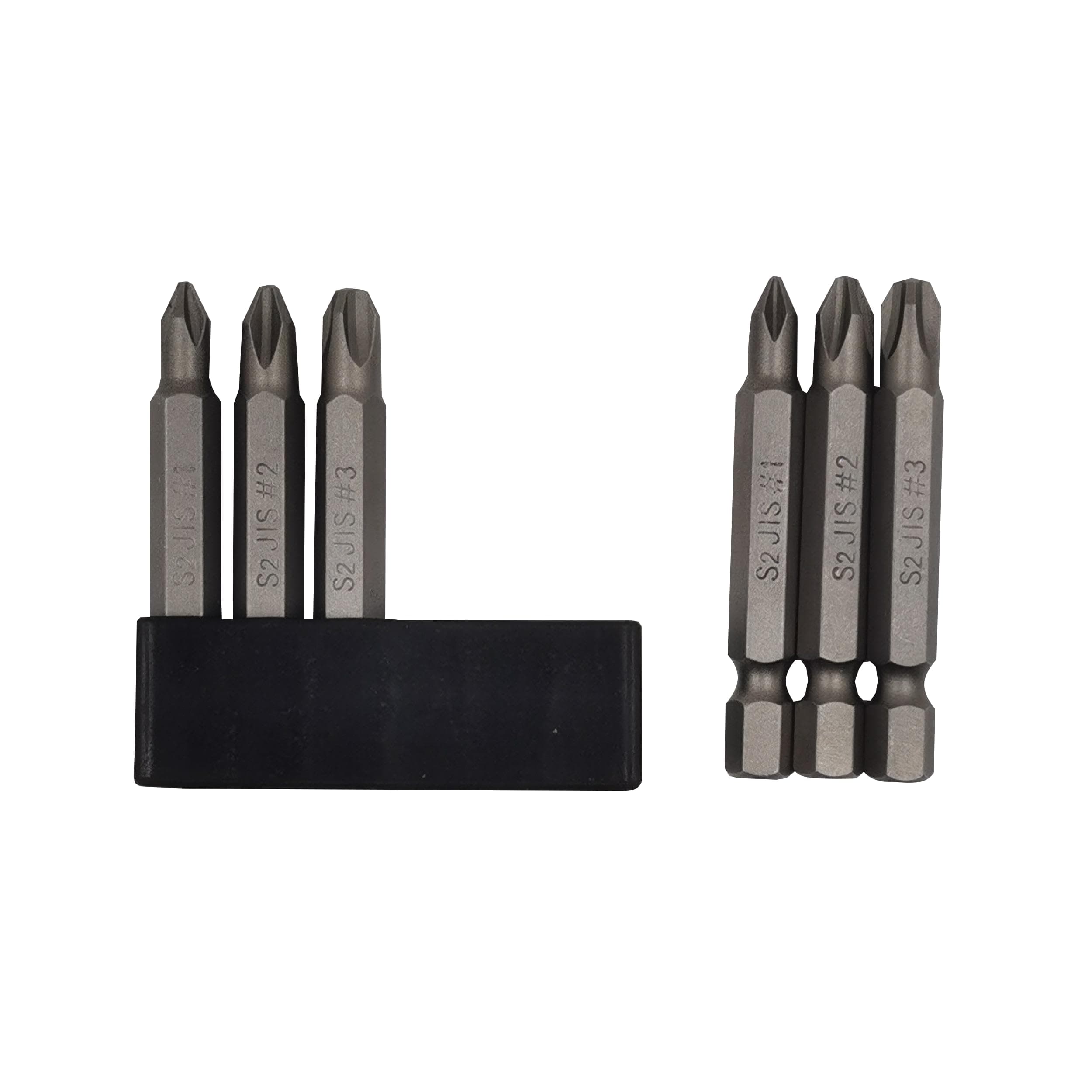 6Pcs 50mm JIS Screwdriver Bit Set with Magnetic Tip,1/4 Hex Shank, S2 Alloy Steel & 6-Hole Storage Strip-erfect for Japanese Motorcycles, Cars，Bicycle & Equipment (JIS #1x2#2x2#3x2)