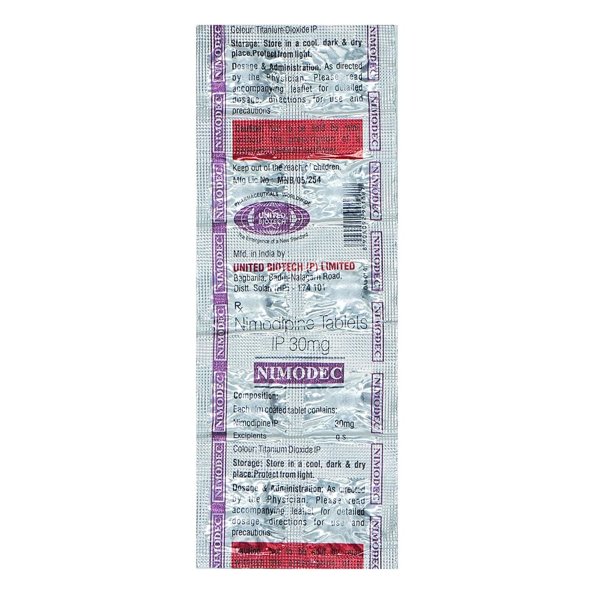 Nimodec 30mg - Strip of 10 Tablets