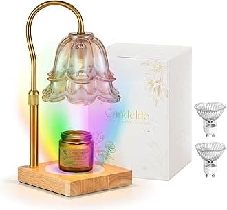 Candle Warmer Lamp with Timer: 7 Colors LED Changing Flower Candle Warmers with 2 Blubs Dimmable Wax Melt Home Decor Birthday Mom Birthday Gift for Women
