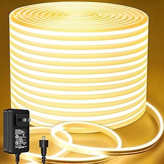 Lamomo 65.6ft Warm White Led Rope Lights,Waterproof LED Strip Lights, 24V Silicone 3000K Flexible Neon Light Strip for Bedroom, Living Room, Home Decor