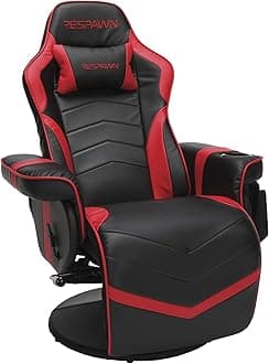 Respawn 900 Console Gaming Recliner with Footrest and Lumbar Support - Comfortable Ergonomic Gaming Chair with Headrest, No Wheels, Reclining, Heavy Duty, Racing Style Video Game Chairs - Red