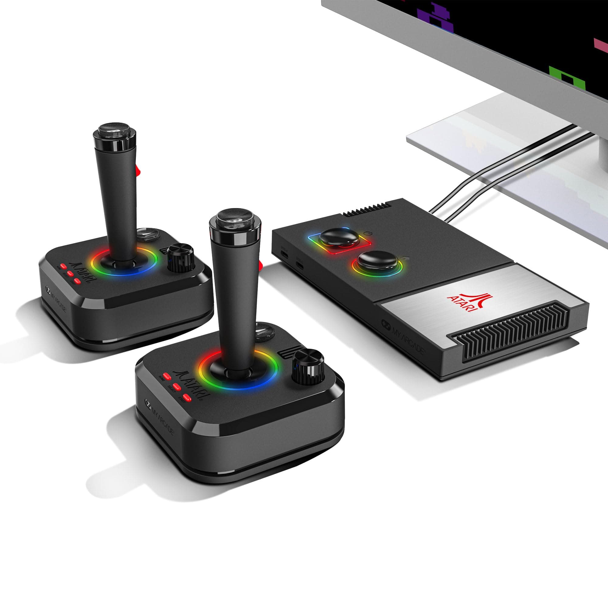 My Arcade Atari Game Station Pro: Video Game Console with 200+ Games, Wireless Joysticks, RGB LED Lights, Atari 2600/5200/7800 and More (Renewed)