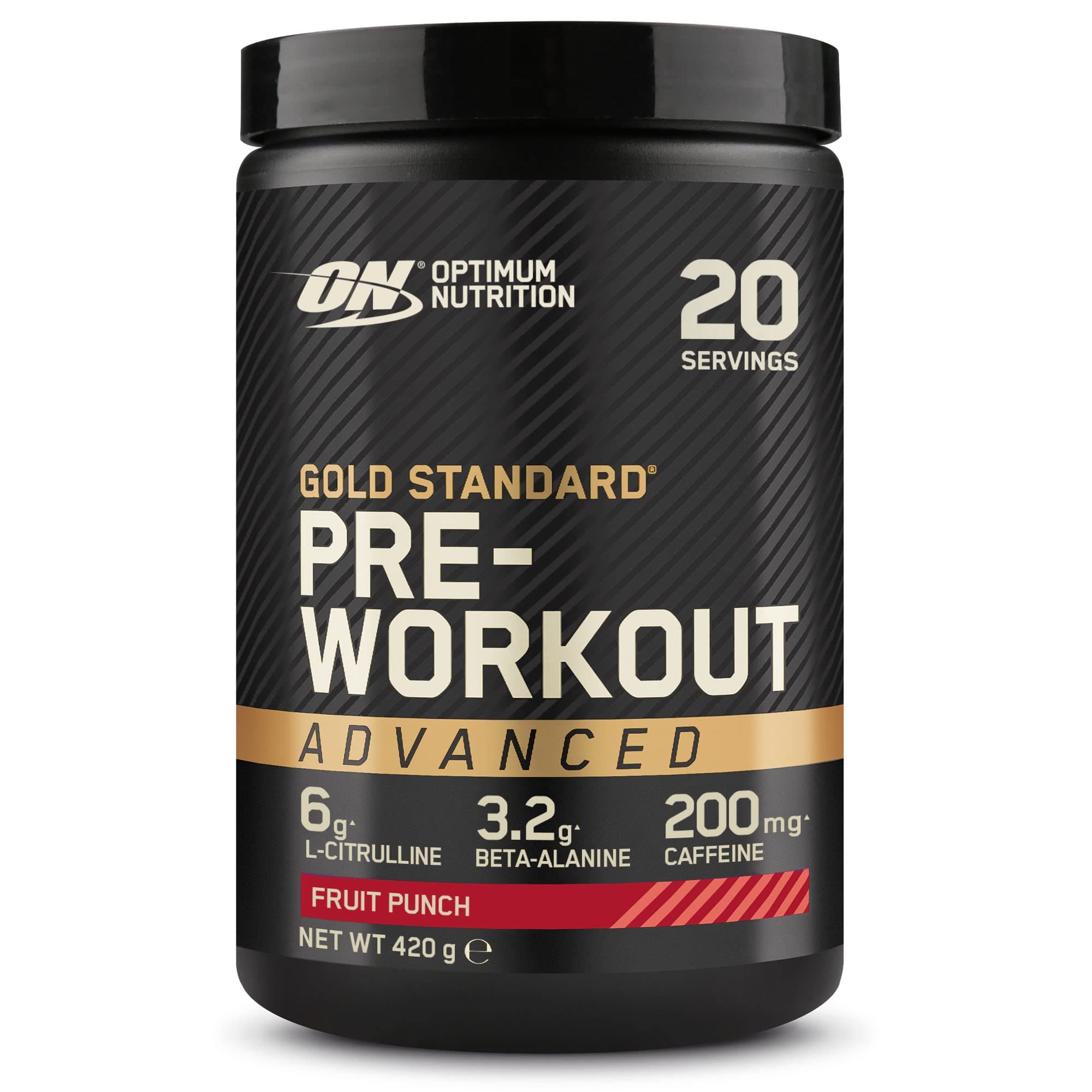 Optimum Nutrition ON Platinum Pre Workout Advanced with l-Citrulline, Beta-Alanine and Caffeine, Fruit Punch, 20 Servings, 420 g