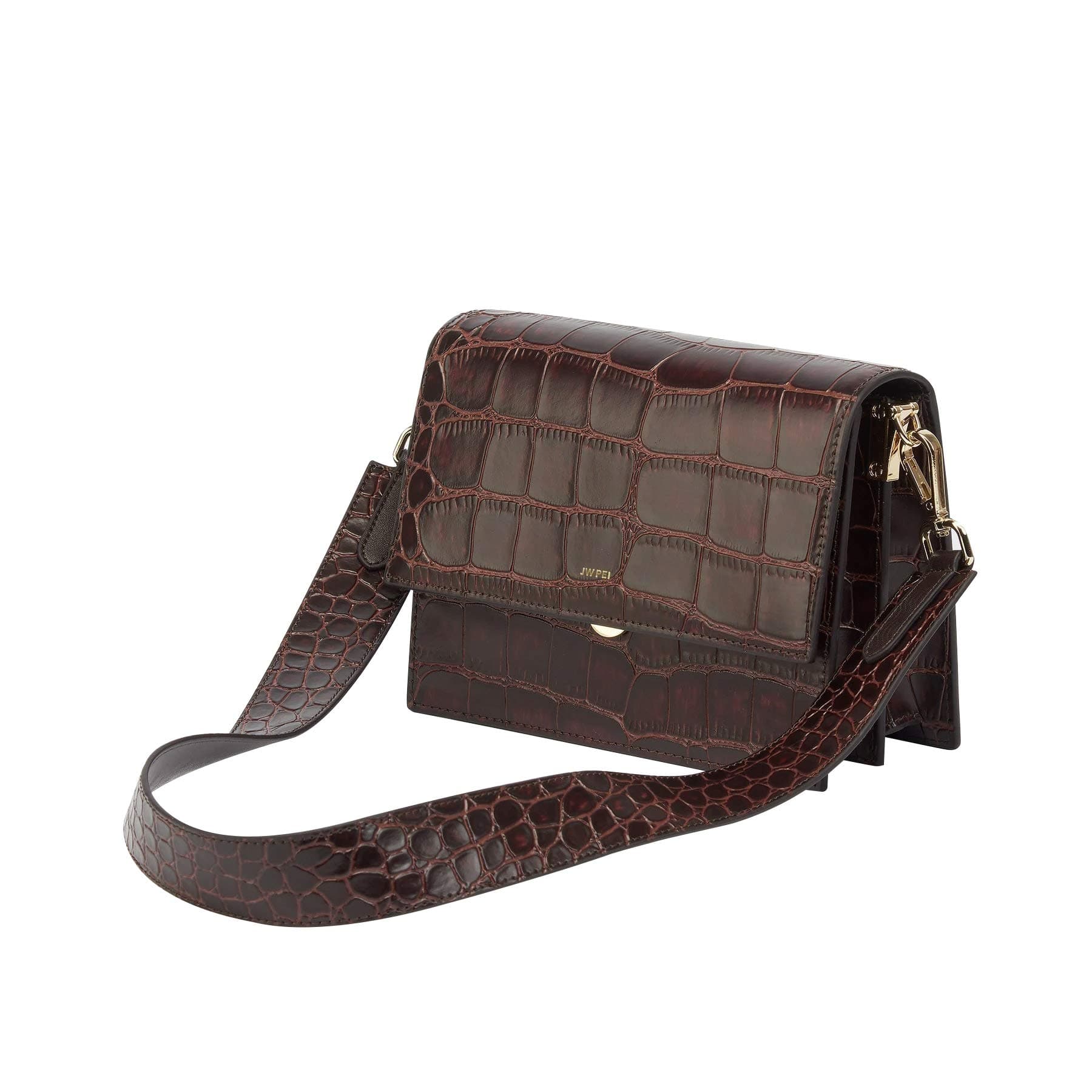 Crocodile Crossbody Bag-Brown