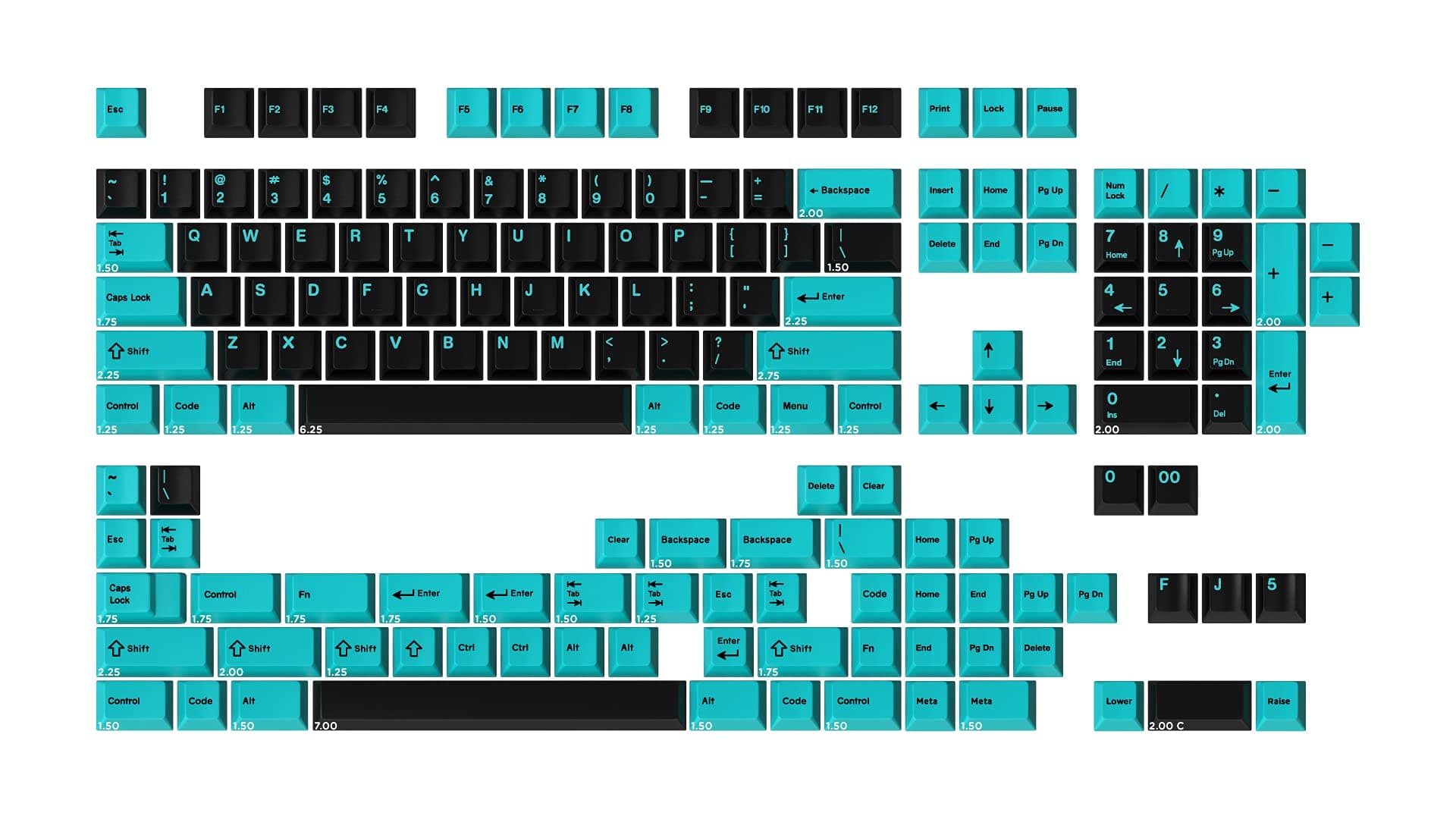 MiTo GMK Pulse Custom Mechanical Keyboard Keycap Set - 163-keys, Doubleshot, Cherry Profile, for 40%, 60%, 65%, TKL, 1800 Layouts, etc. (Base Kit),Turquoise