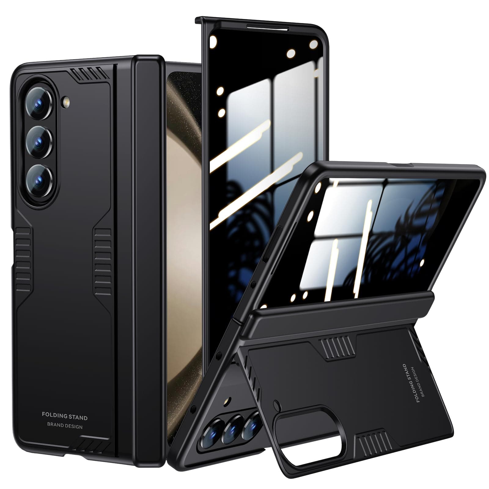 For Galaxy z-Fold-5 Stand Slim Case: [Privacy Screen Protector] [Hidden Kickstand] [Wireless charging] [Hinge Protection] Thin Lightweight Design Matte Hard PC Phone cover for Samsung z fold 5 5G 2023