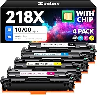 218X Toner Cartridge 4-Pack High Yield with Chip Replacement for HP 218X 218A Toner Compatible with HP Color Laserjet Pro MFP 3301cdw 3301fdw 3301sdw 3201dw Printer W2180X Black Cyan Magenta Yellow