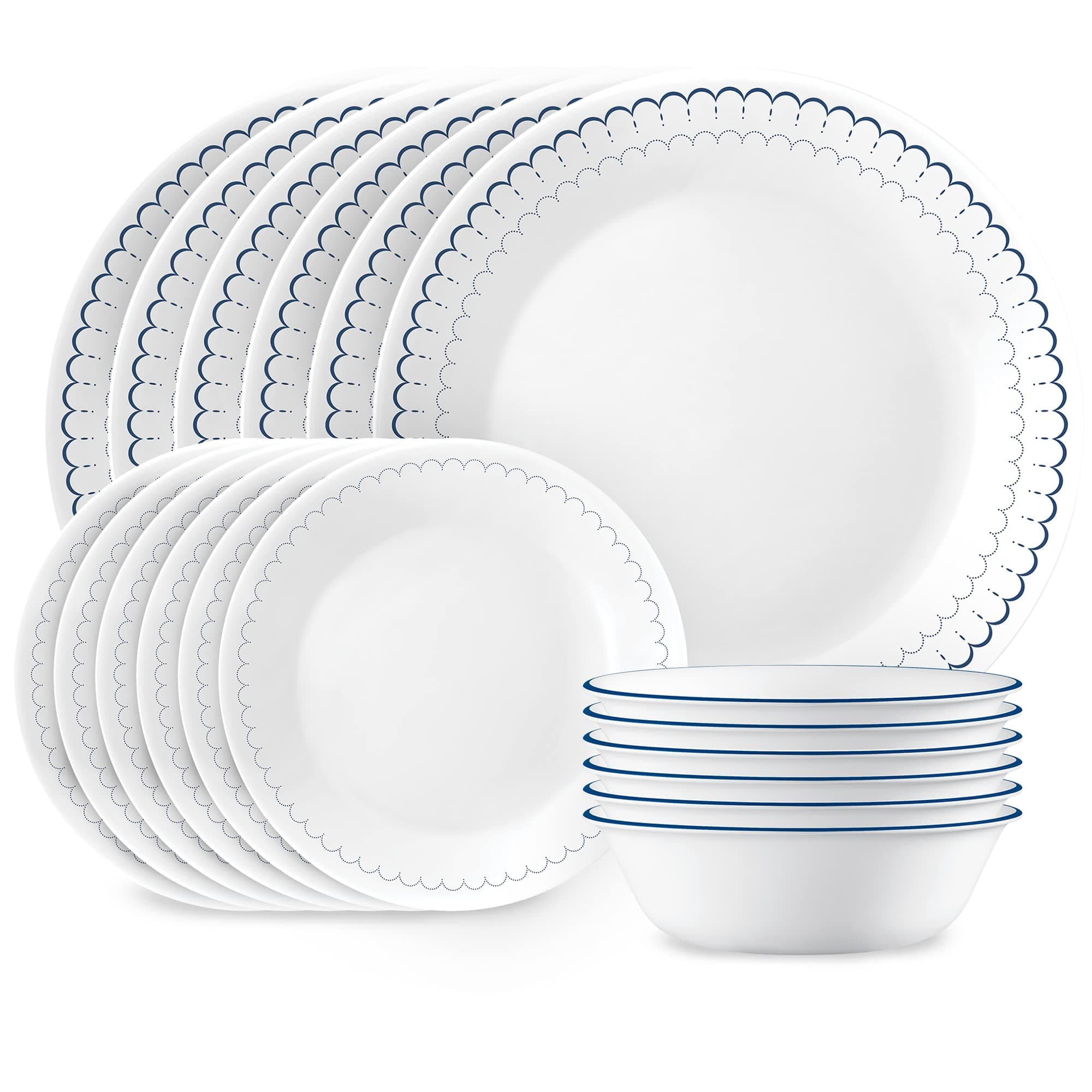 Dinnerware Set 18-Piece, Navy, White, 1147837
