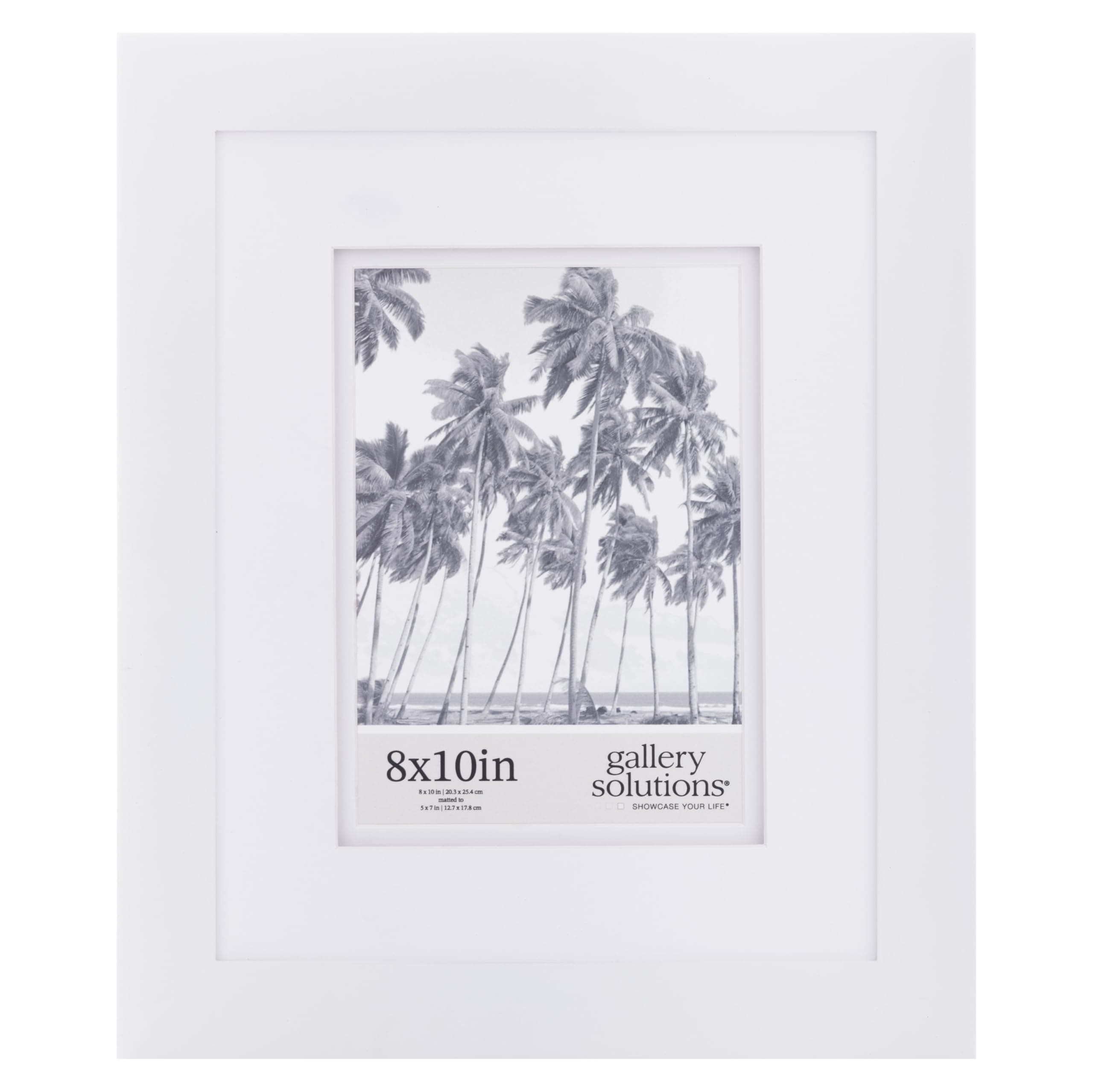 Wall Mount or Tabletop Picture Frame with Double Mat, 8x10 Matted To 5x7, White