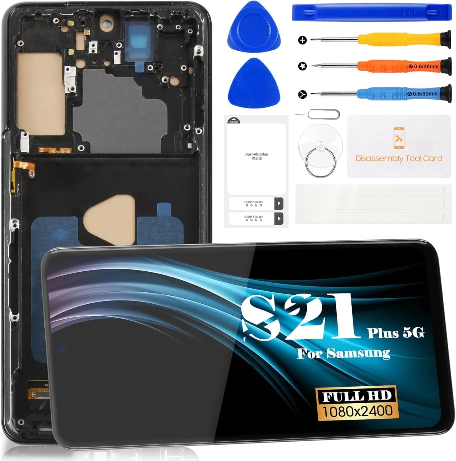 TFT for Samsung Galaxy S21 Plus 5G LCD Display for Galaxy S21 Plus 5g Screen Replacement for SM-G996U SM-G996U1 Digitizer Touch Screen Assembly Repair Part with Frame (Black)