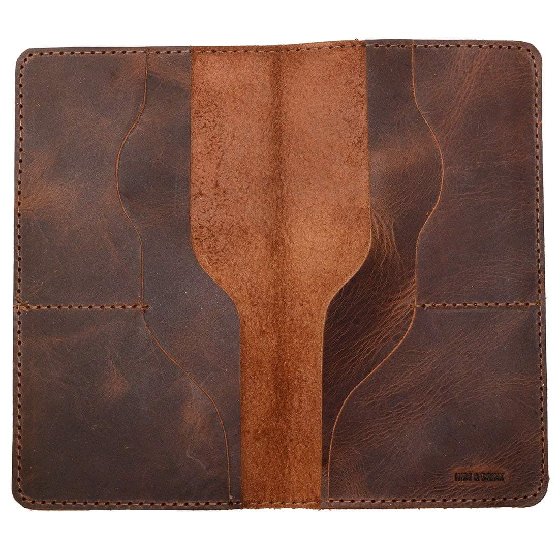 Hide & Drink, Large Wallet Handmade from Full Grain Leather, Bourbon Brown, Classic