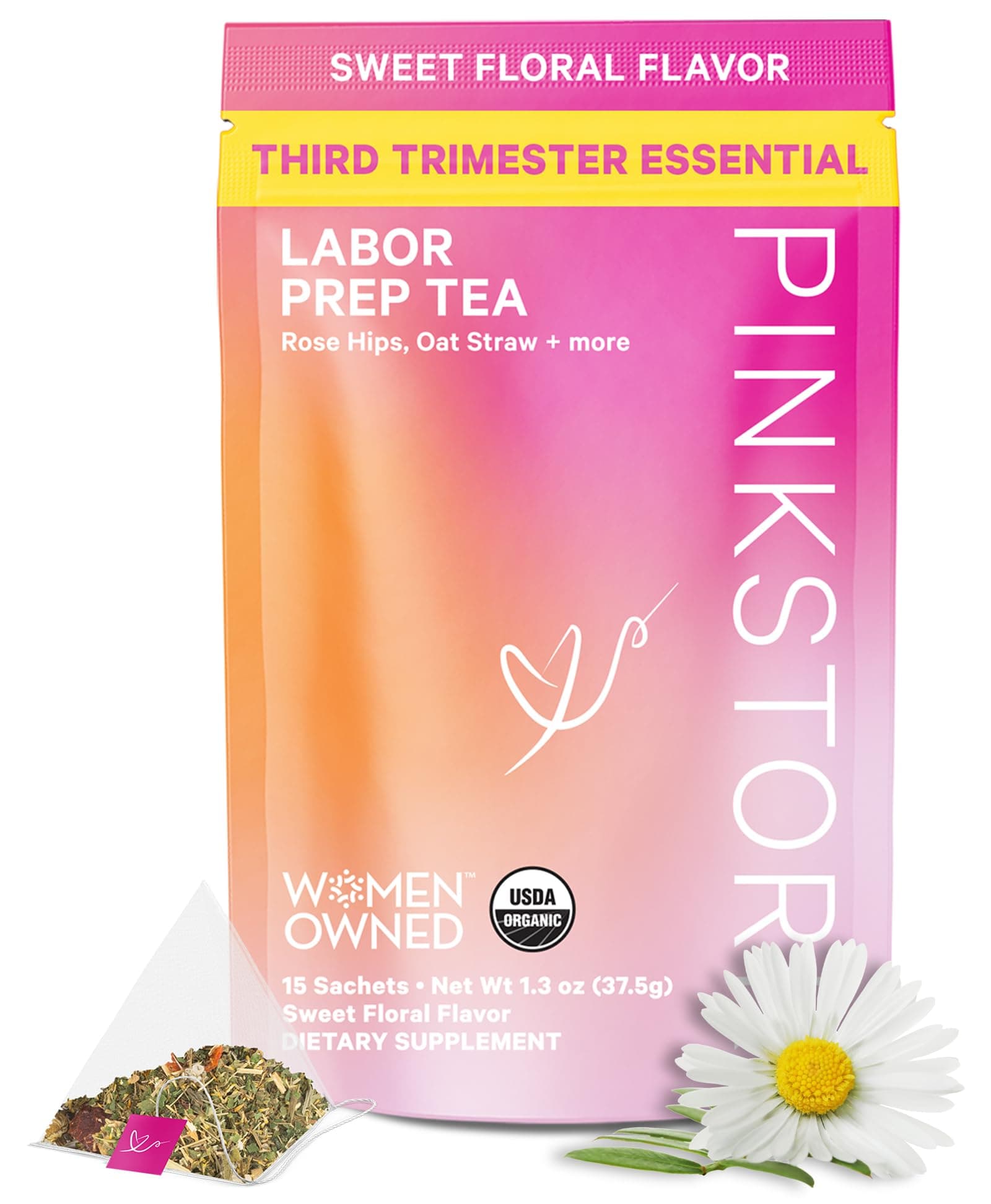 Labor Prep: Red Raspberry Pregnancy Tea, Labor & Birth, 40 Cups -2nd & 3d Trimester Tea-100% Organic Herbs -Strengthen & Tone Uterus -Caffeine Free -Sweet from Organic Stevia