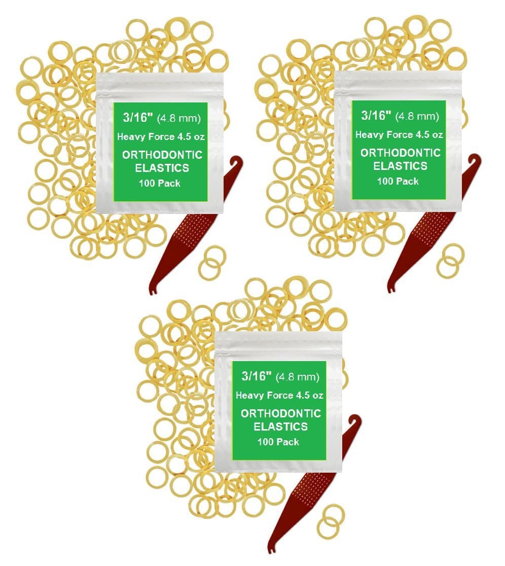 Heavy Force 4.5 oz , 300 Pack - Natural : 3/16" inch Orthodontic Elastic Rubber Bands, 300 Pack, Natural, Heavy Force 4.5 oz, Small Rubberbands for making bows, Dreadlocks, Dreads, Doll Hair, Braids, Horse Mane, Horse Tail, Fix Tooth Gap in teeth, Top Knots + FREE Elastic Placer for braces