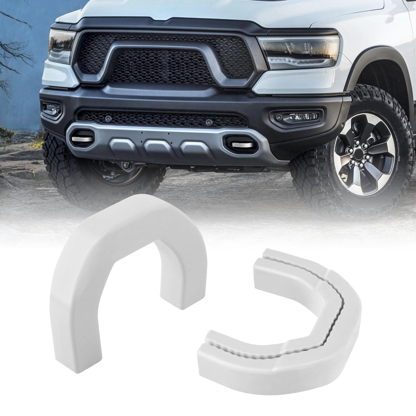 Front Tow Hooks Covers Hitch Cover Customized Car Tow Hooks Compatible with RAM 1500 Accessories 2019-2024|White (Not Fit for RAM 1500 Classic)