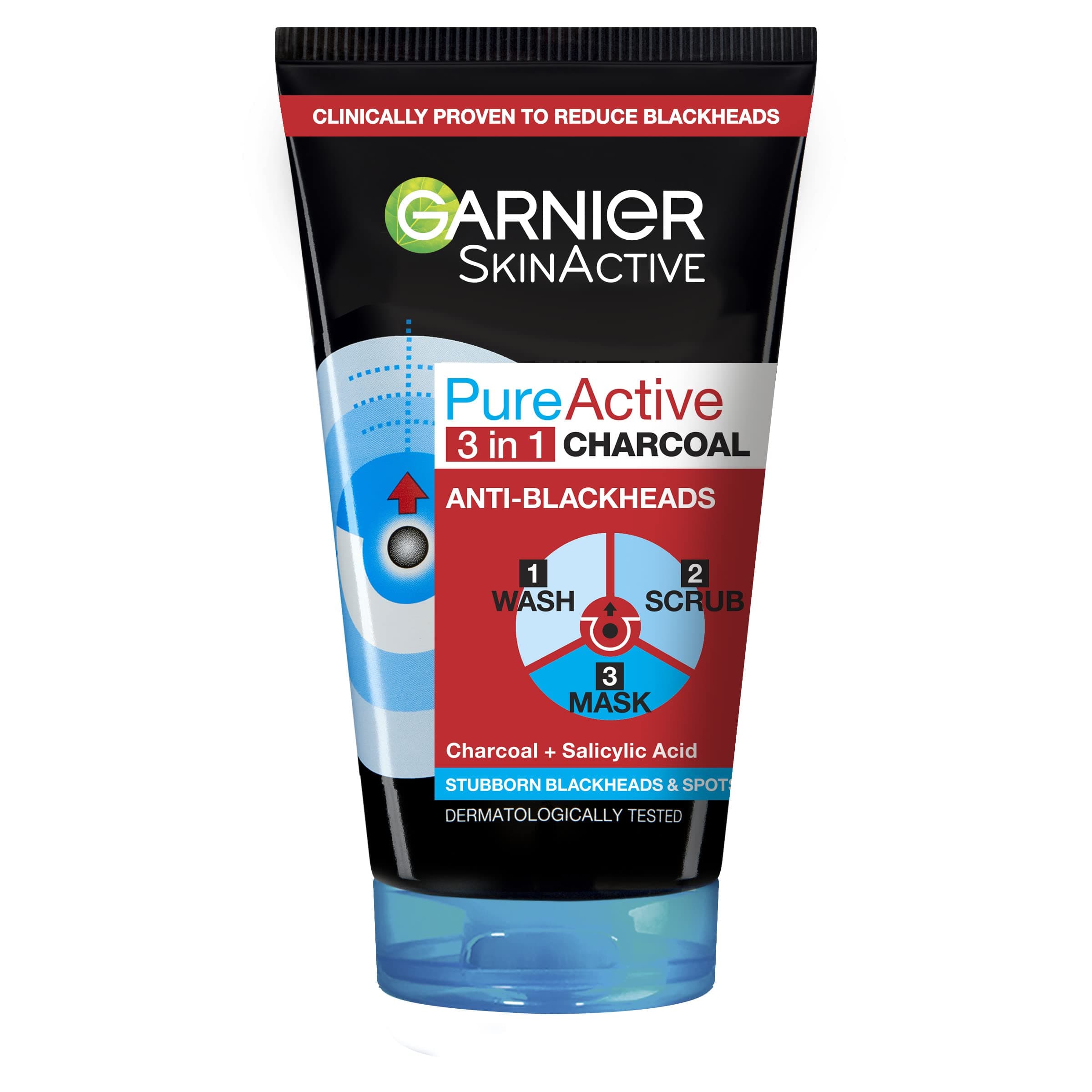 Garnier Skin Active Pure Active Intensive 3-in-1 Charcoal Anti-Blackhead, 150 ml