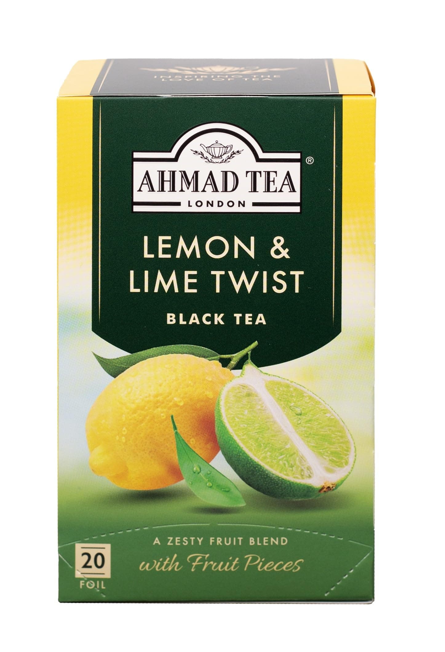 Ahmad Tea Lemon & Lime Fruit Black Tea | Black Tea - 20 Teabag Sachets