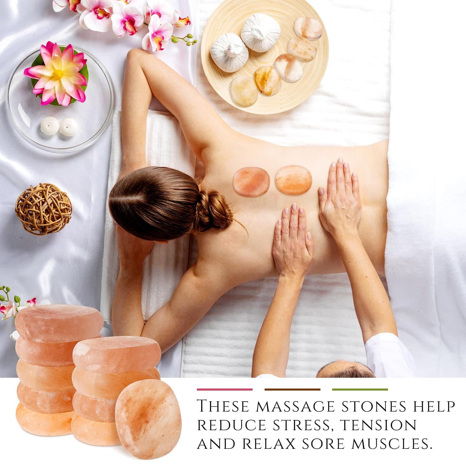 14 Pcs Flat Oval Massage Stone 3.5 x 1 x 2.6 Crystal Hand Carved Stone for Massages Therapy Himalayan Salt Massages Rocks Natural Pink Heated Warmer Stones for Spa Massage Salt and Sugar