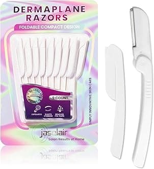 jasclair-Dermaplaning Tool - Easy To Use Dermaplane Razor For Face - Facial Shaver For Women That Helps Exfoliate And Smooth The Skin-9 Count (Pack Of 1)-White