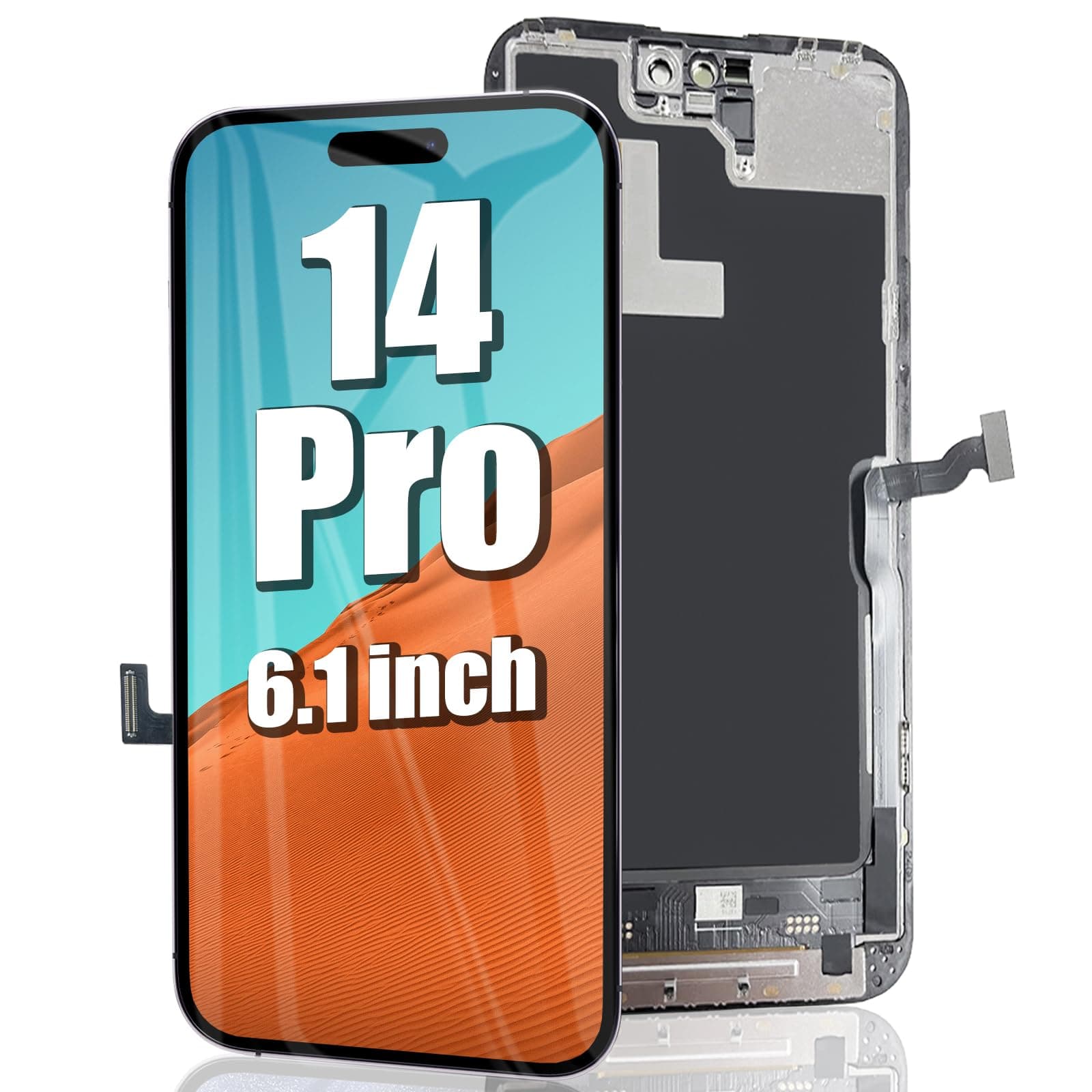 EFAITHFIX for iPhone 14 Pro Screen Replacement 6.1 Inch LCD 3D Touch Screen Display Full HD Digitizer Frame Assembly Compatible with Model A2650, A2889, A2890, A2892 with Waterproof Adhesive, No Tools