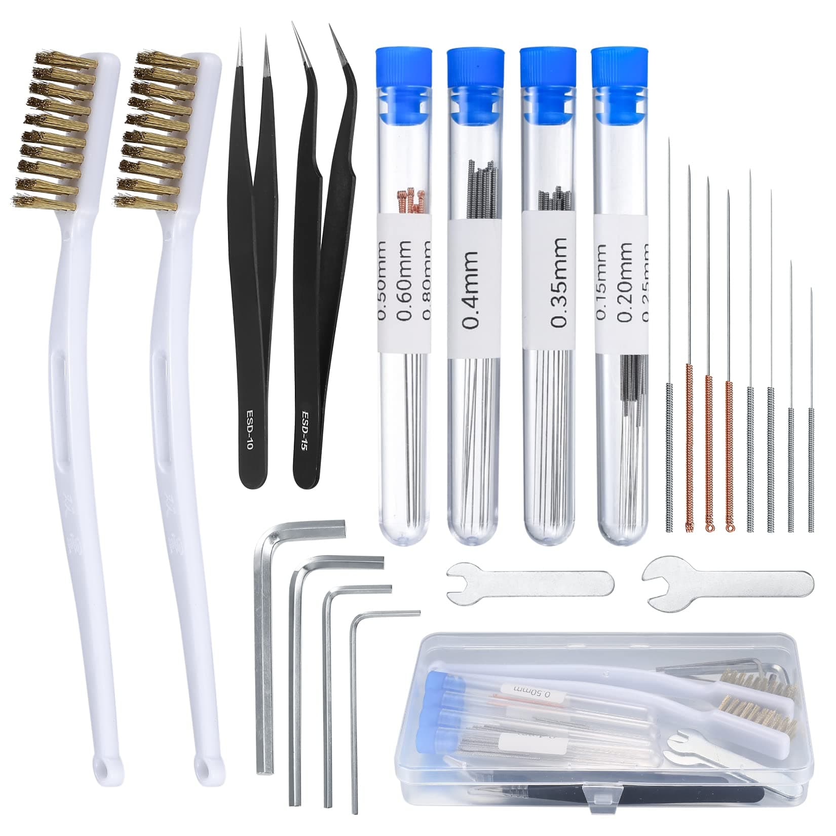 48-in-1 3D Printer Accessories Tool Kit, 3D Printer Nozzle Cleaning Needles 3D Printer Tool Kit, 3D Printer Nozzle Cleaning Tool Kit, Copper Wire 3D Printer Cleaning Brush, for 3D Printer Accessory
