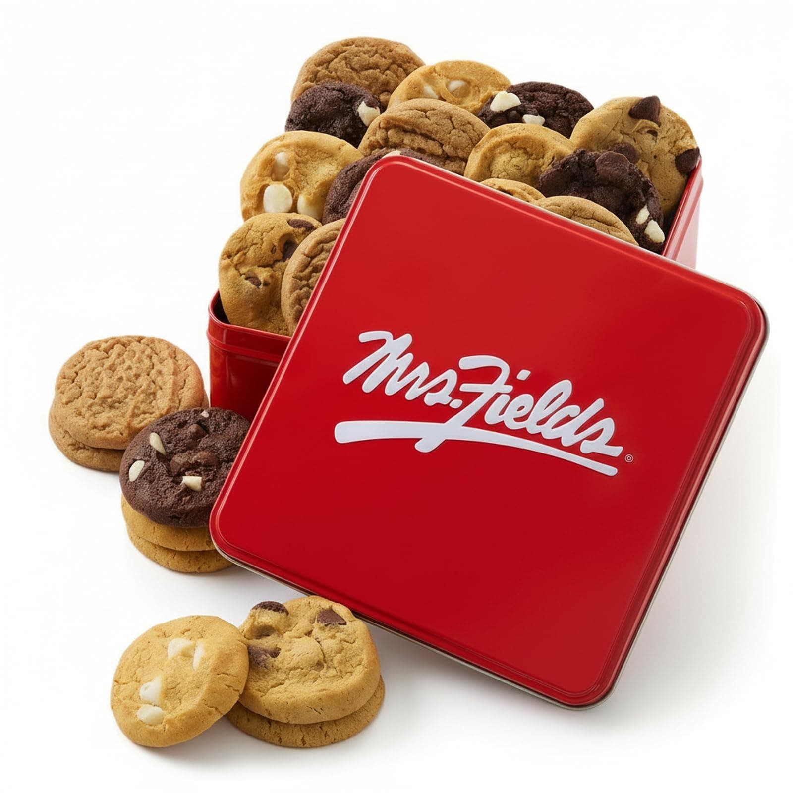 - Mrs. Fields 24 Nibblers Bite-Sized Cookies Signature Tin - Assorted with 4 Classic Cookie Flavors