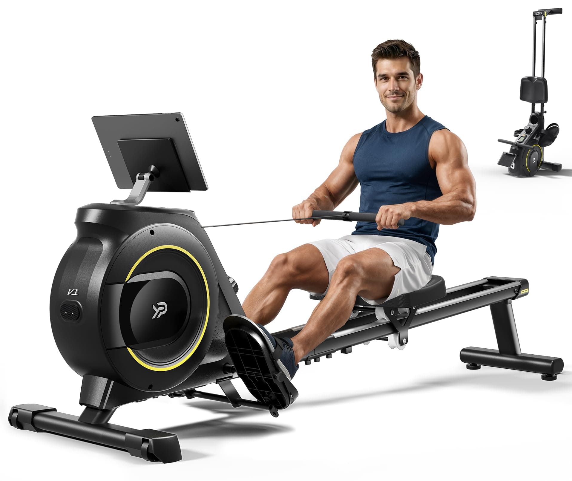 Rowing Machine for Home, 350 LB Capacity, 16-Level Silent Resistance, Magnetic Rowing Machines for Home Foldable, Full-Body Workout Compact Rowing Machine for Cardio & Strength with APP Support