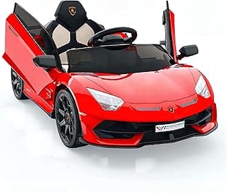 Ride on Car for Kids 12V Licensed Lamborghini Electric Vehicles Battery Powered Sports Car with Control, 2 Speeds, Sound System, LED Headlights and Hydraulic Doors