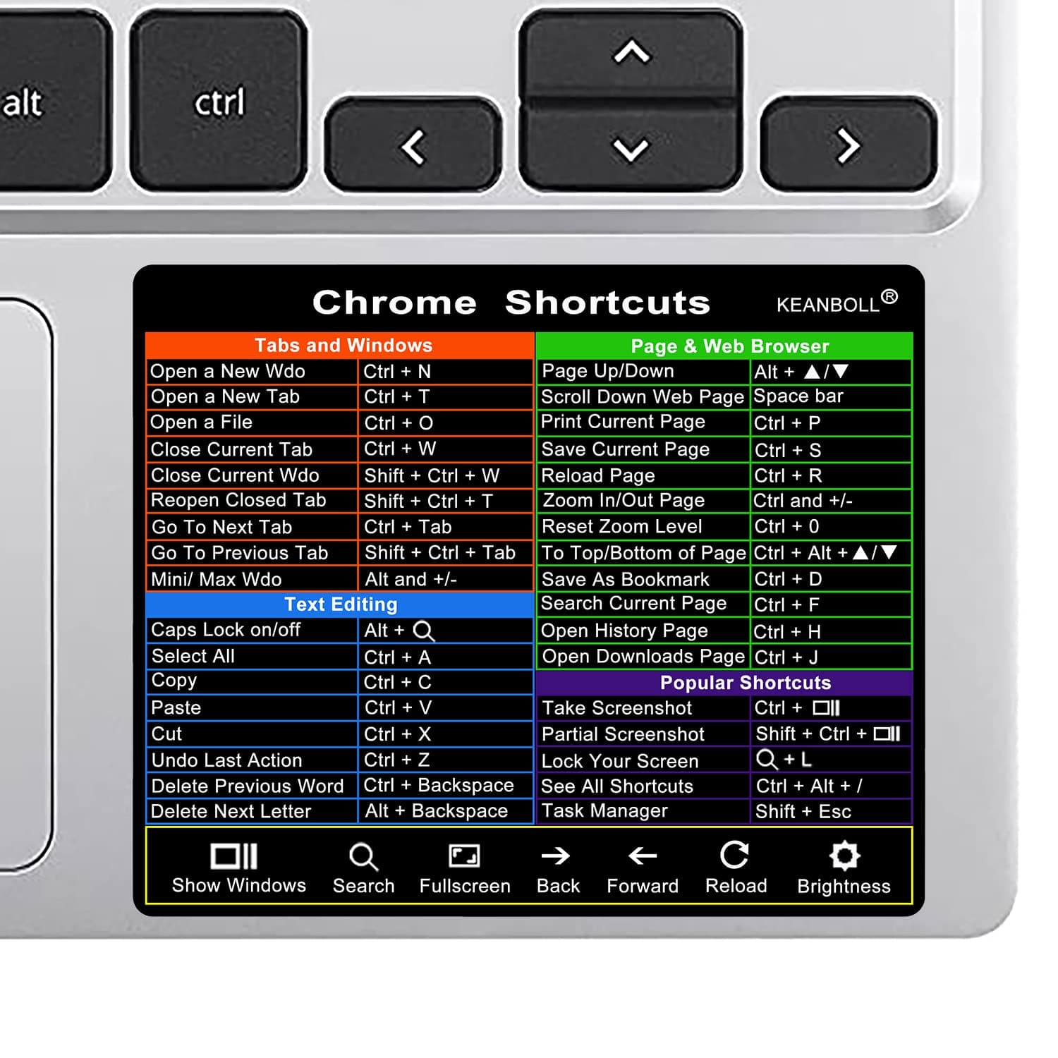 2-Pack Chromebook Shortcuts Sticker for Chromebook System, New Shortcuts Sticker for 11.6-15.6" Chromebook Accessories Keyboard Shortcuts Sticker-Google Reference Keyboard Shortcut Sticker