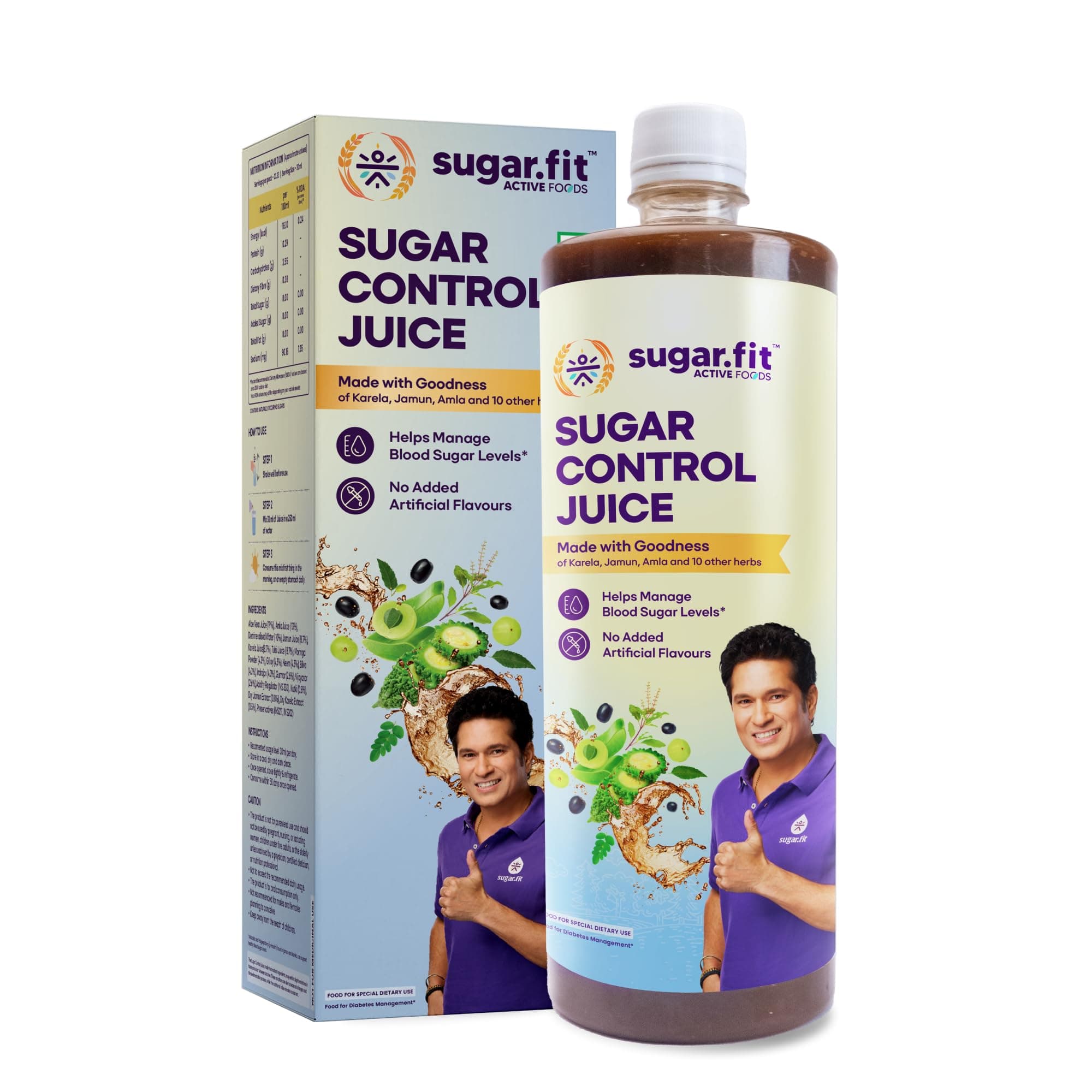 sugar.fit Active Sugar Control Juice I 100% Ayurvedic Blend to Master Managing Your Sugar | Boosted with 13 Potent Ingredients | Formulated by Ayurvedic Experts