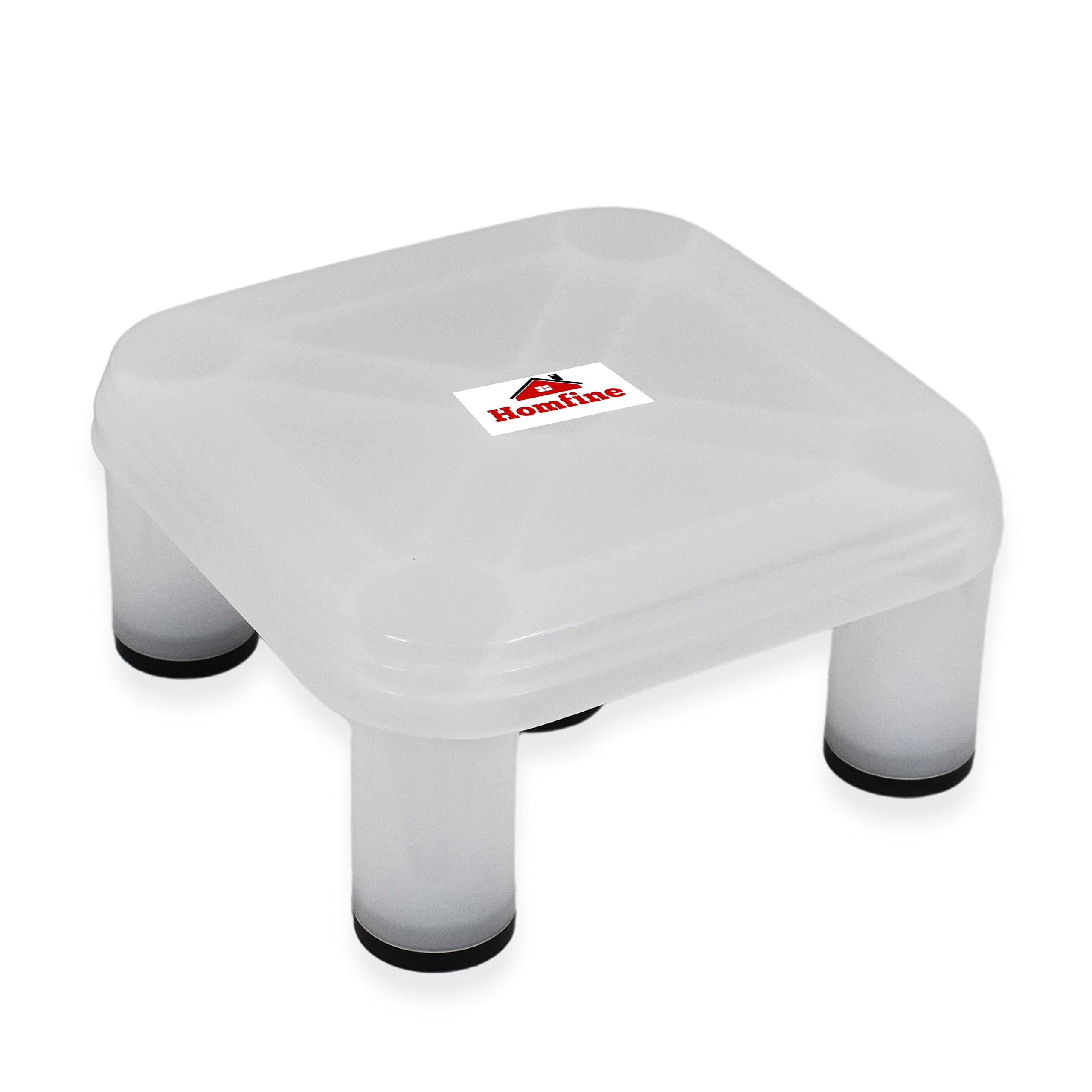 Homfine 5 Legs Strong Plastic Bath Stool Patla for Multiple Use in Bathroom, Home, Kitchen, Office (White, Medium, 1Pc) 29x29x14cm, Square