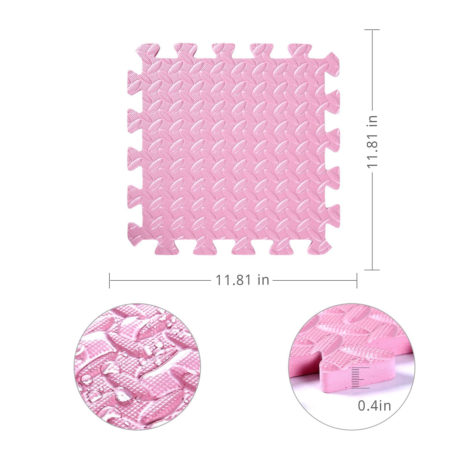 16 Tiles, 0.4 Inch Thicked Interlocking Floor Mats with Solid Colors, Squares Baby Play Mat, EVA Foam Puzzle Floor Mat Foam Mats for Kids, Baby, Toddlers (Beige/Pink)