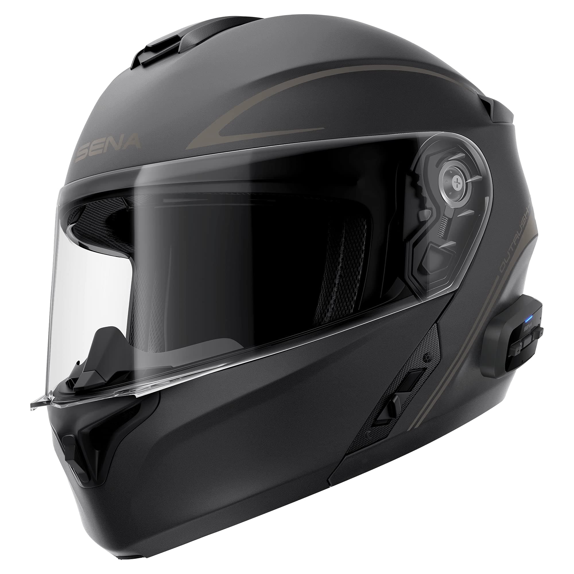 Outrush R Bluetooth Modular Motorcycle Helmet with Intercom System (Matte Black, Large)