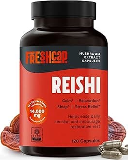 FreshCap Organic Mushroom Capsules Supplement - Fruiting Body Extract (Reishi, 120 Capsules)