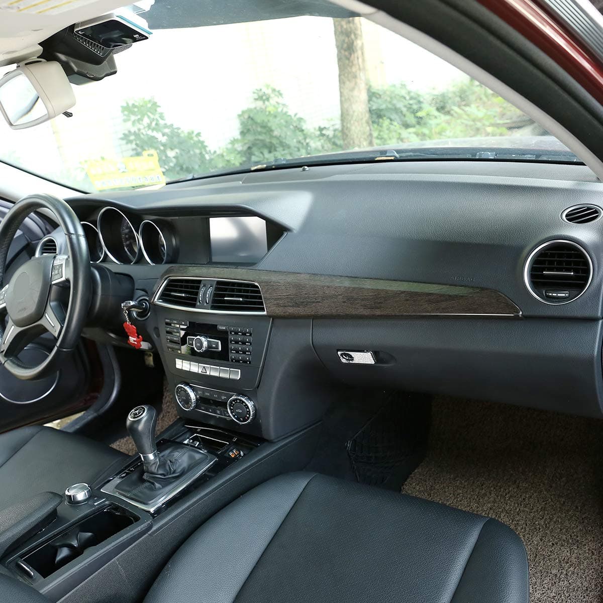 Left Drive Oak Wood Grain ABS Co-pilot Central Control Decorative Panel Frame Trim For C Class W204 2010-2013