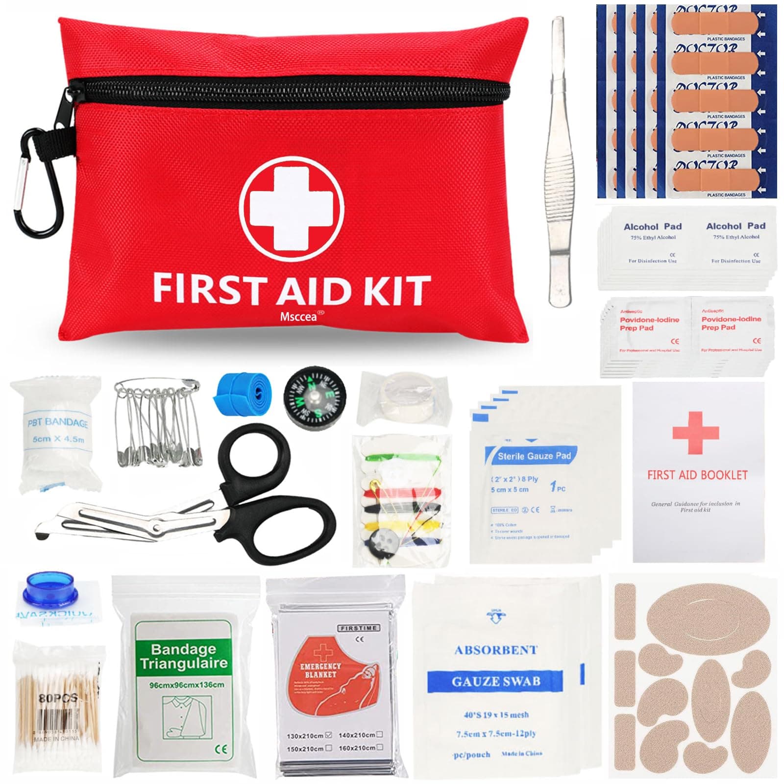 Mini First Aid Kit, 122 Piece Small First Aid Kit Designed for Family Emergency Care for Home, Camping, Hiking, Backpacking, Travel, Vehicle, Outdoors & Schools