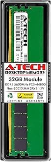 - A-Tech 32GB DDR5 5600MHz PC5-44800 CL46 UDIMM 2Rx8 Dual Rank 1.1V Non-ECC Unbuffered DIMM 288-Pin Desktop PC/Computer RAM Memory Upgrade Module