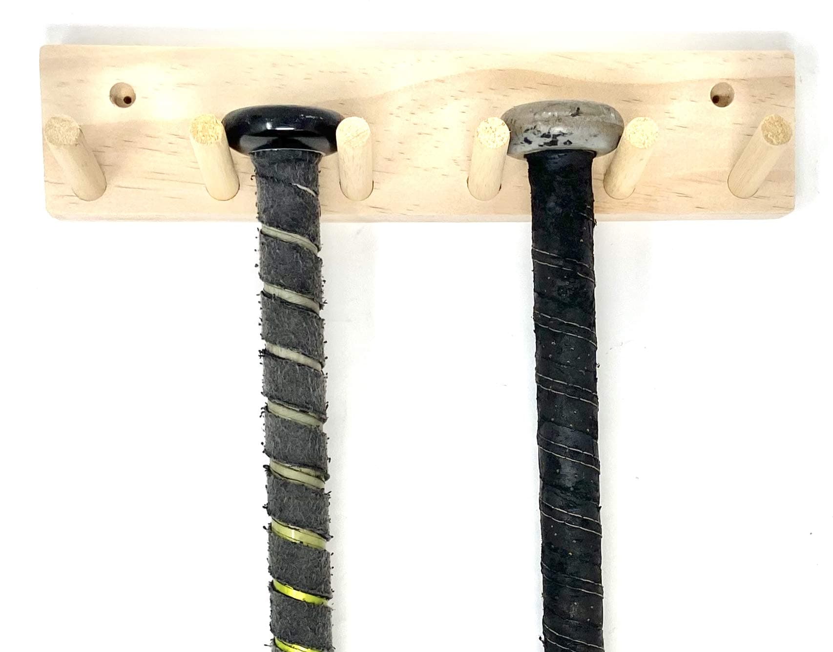 Wood Full Size Bat Rack Display 3-5 Bats Natural Unpainted Storage Wall Mount