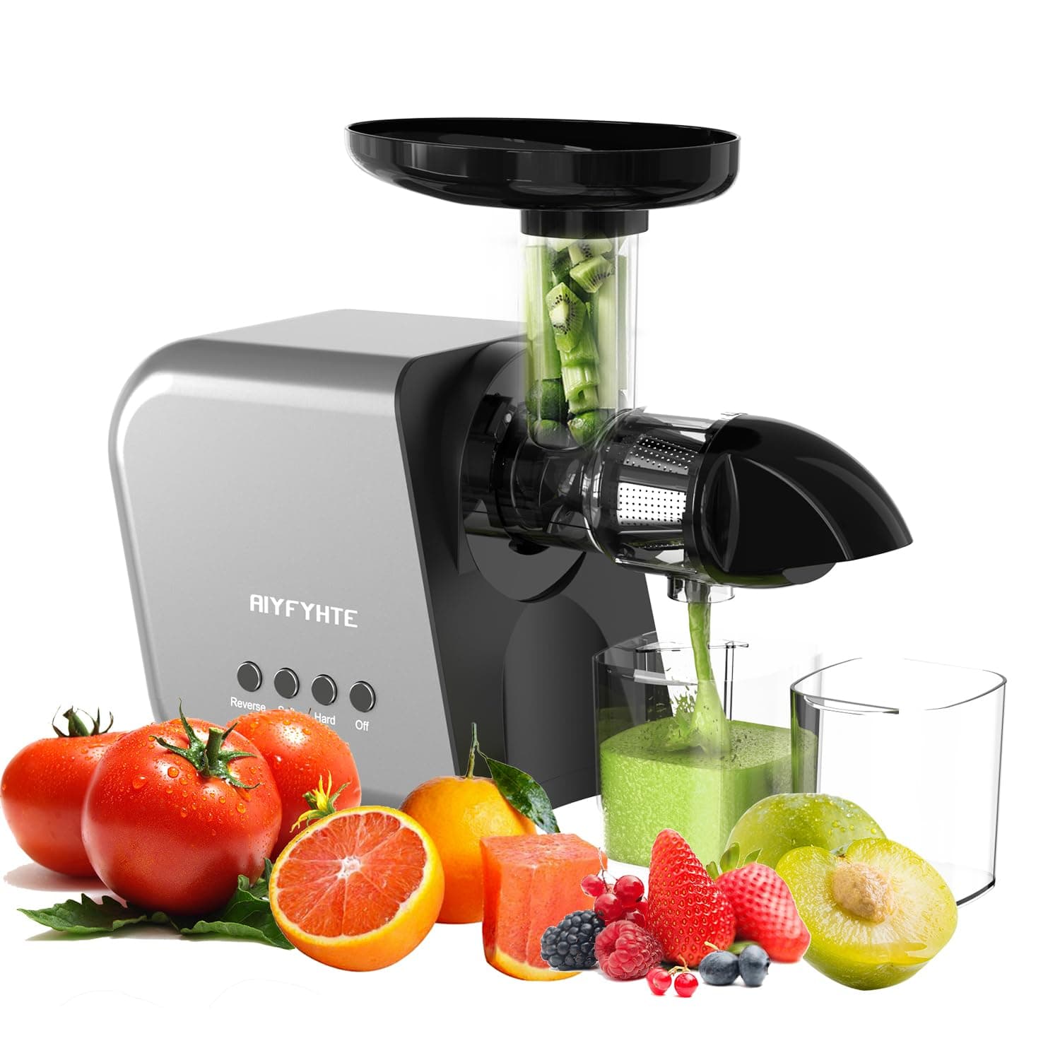 Slow Masticating Juicer with Soft/Hard Modes Easy to Clean Quiet Motor & Reverse Function, Cold Press Juicer Machines for High Nutrient Vegetable and Fruit, Celery Juicer Machines, 90% Juice Yield