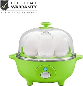 Elite Cuisine EGC-007G Hard-Boiled Egg Cooker and Boiler with Auto Shut-Off and Buzzer Measuring Cup Included, 7 Capacity, Lime Green