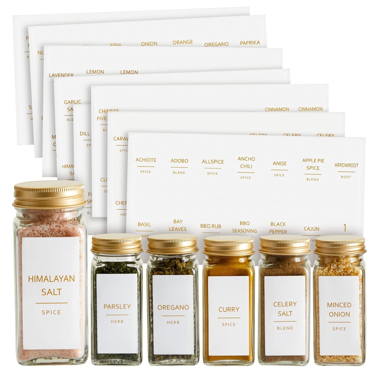 Talented Kitchen Spice Labels for Jars - 140-Pack, 1.25 x 2.5 in, Gold Matte Vinyl - Water-Resistant & Easy Peel & Stick - Kitchen & Pantry Organization - Spice Jar Labels Gold