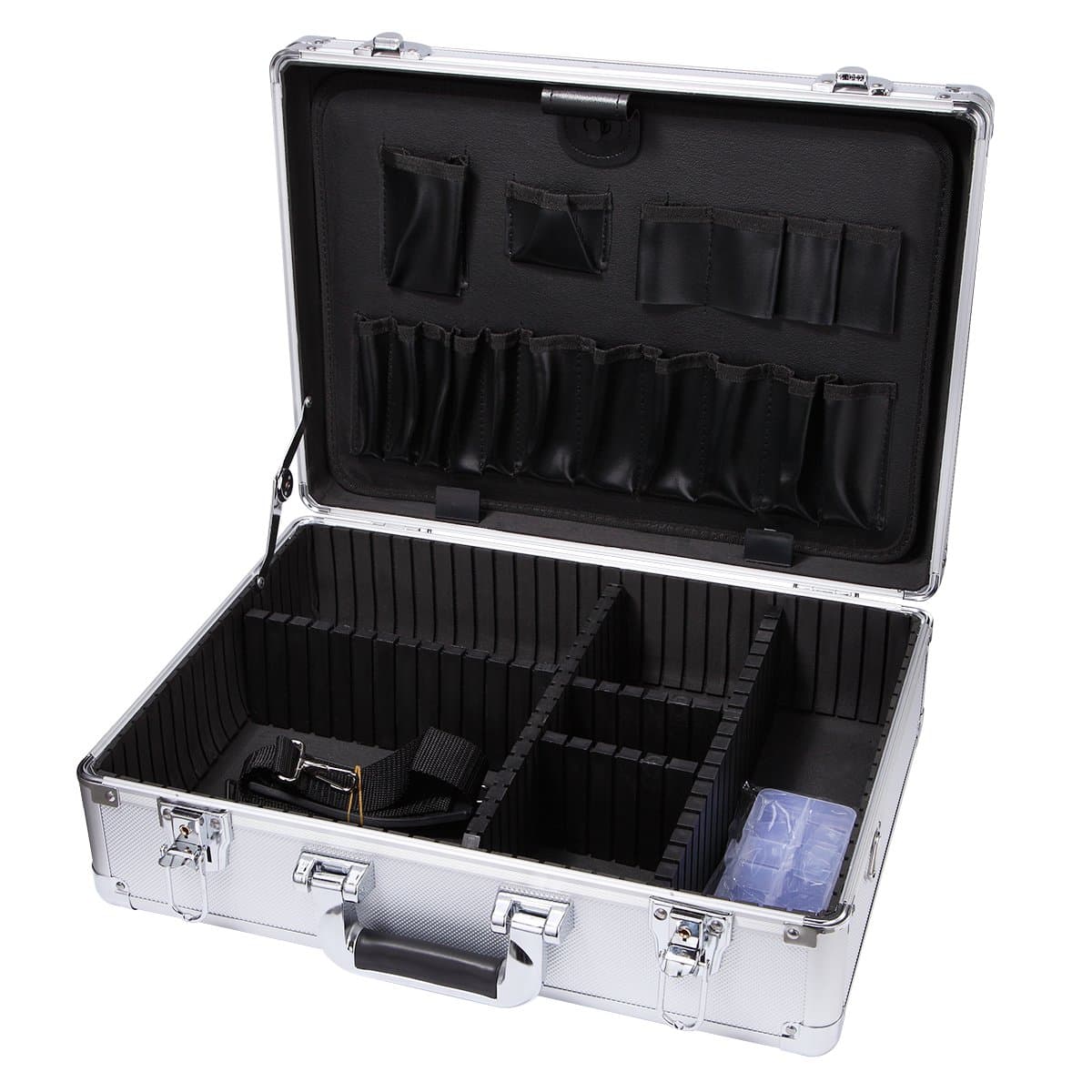 Small Aluminum Hard Case Briefcase Silver Carrying Case Flight Cases Portable Equiment Tool Case Box008A-S