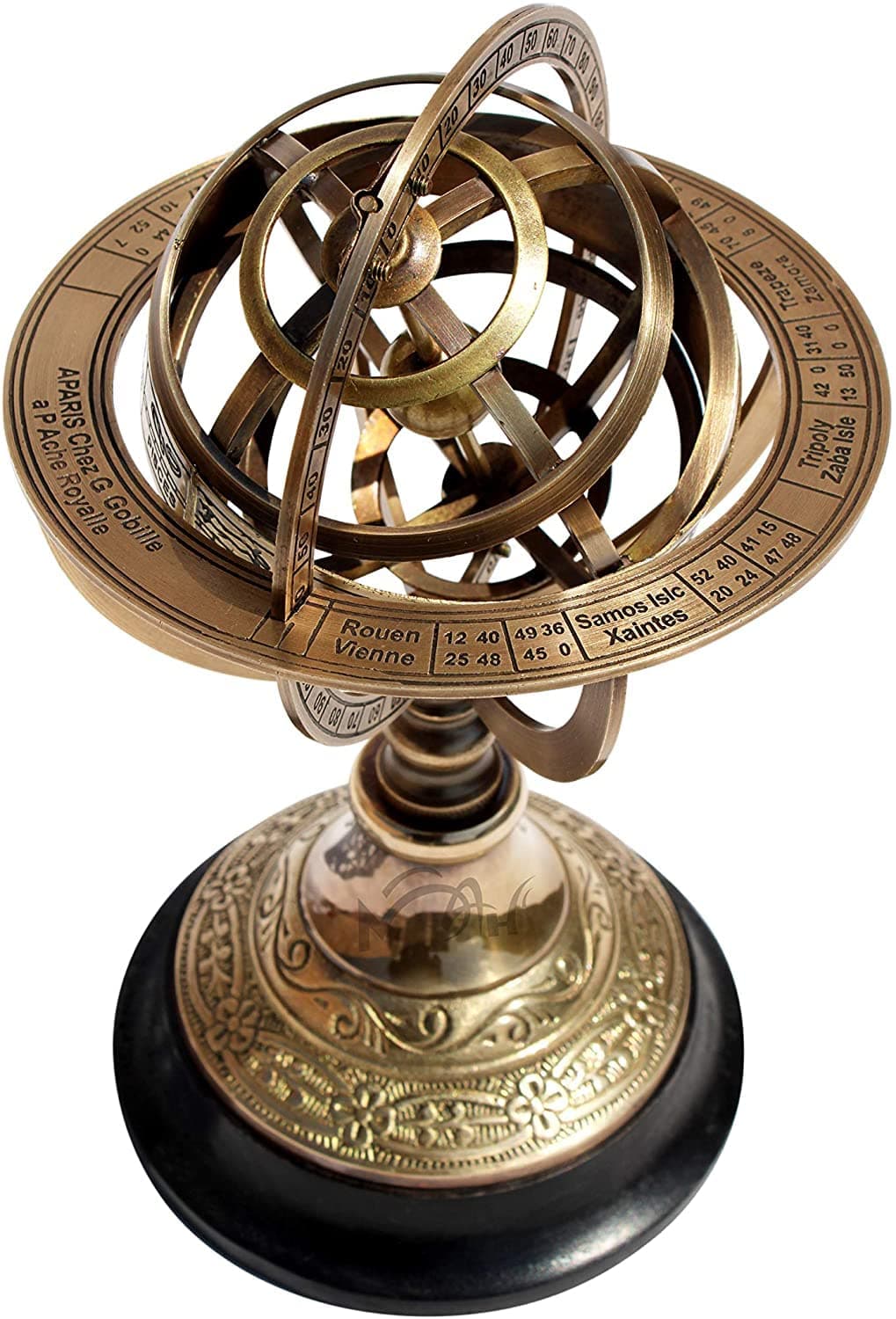 Engraved Brass Tabletop Armillary Nautical Sphere Globe Engraved Brass Tabletop Armillary Nautical Sphere Globe Antique Style. C-3281