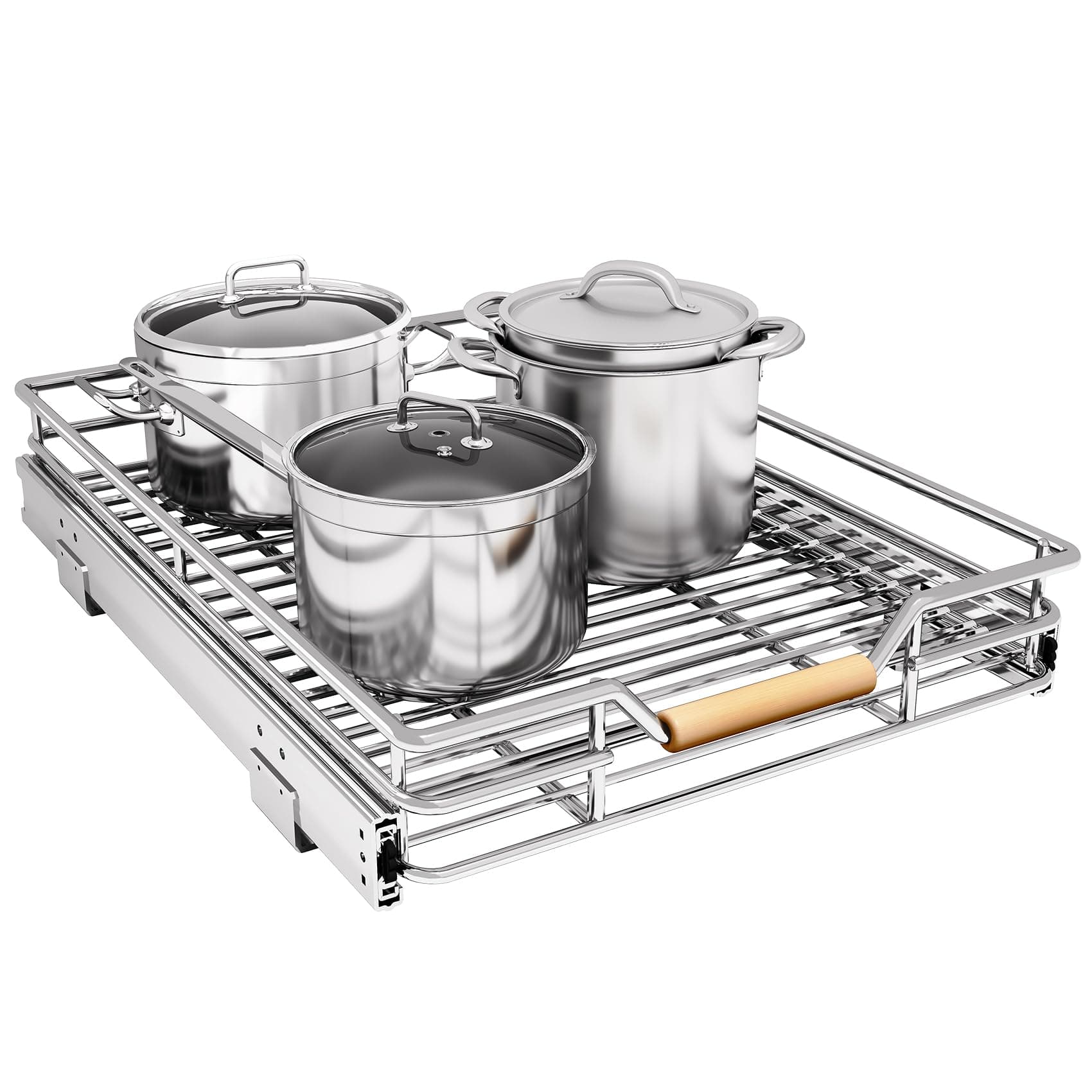 Pull out Cabinet Organizer, 15"W X 21"D, Heavy Duty Smooth Sliding Under Cabinet Shelves for Pots and Pans, Full-Extension Roll out Drawers, Slide out Organization for Home Kitchen Pantry