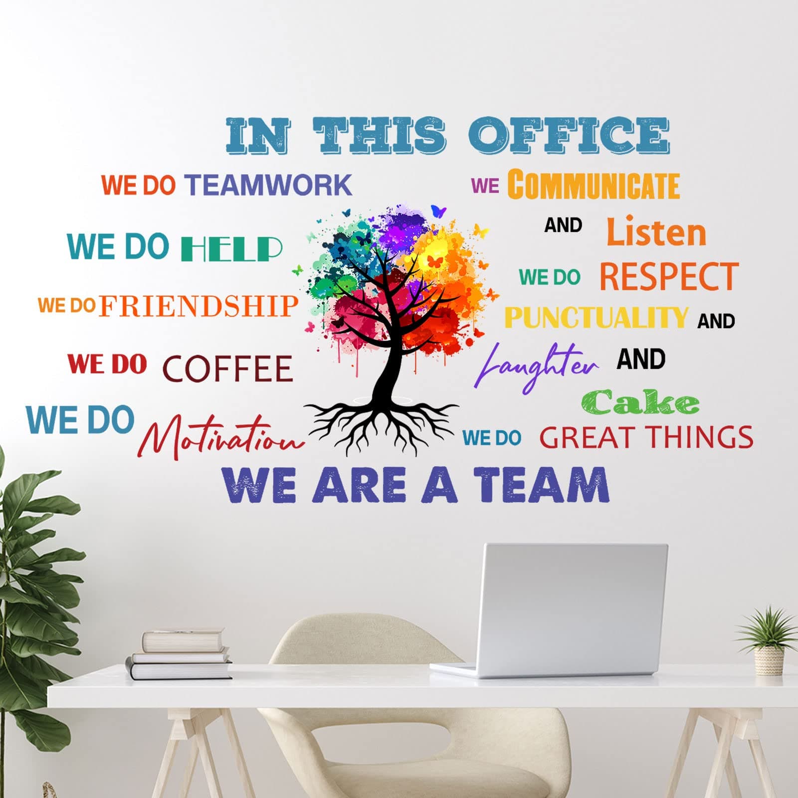 Chinco Office Inspirational Wall Decals Office Wall Decor for Quotes Positive Sayings Peel and Stick Workplace Stickers Motivational Teamwork Company Art We are a Team Gift(Elegant Style)