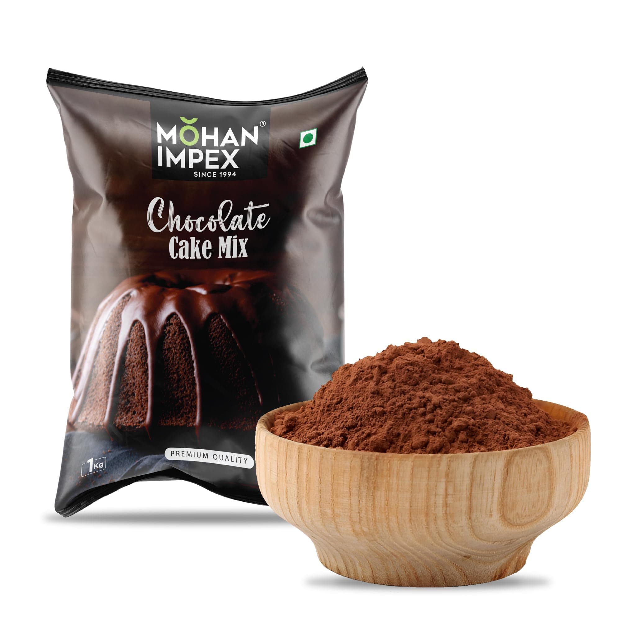Mohan Impex Eggless Chocolate Cake Mix 1kg | Easy Homemade Baking Powder | Instant Ready Premix for Soft & Moist Cakes | Vegan-Friendly, Rich Chocolate Taste