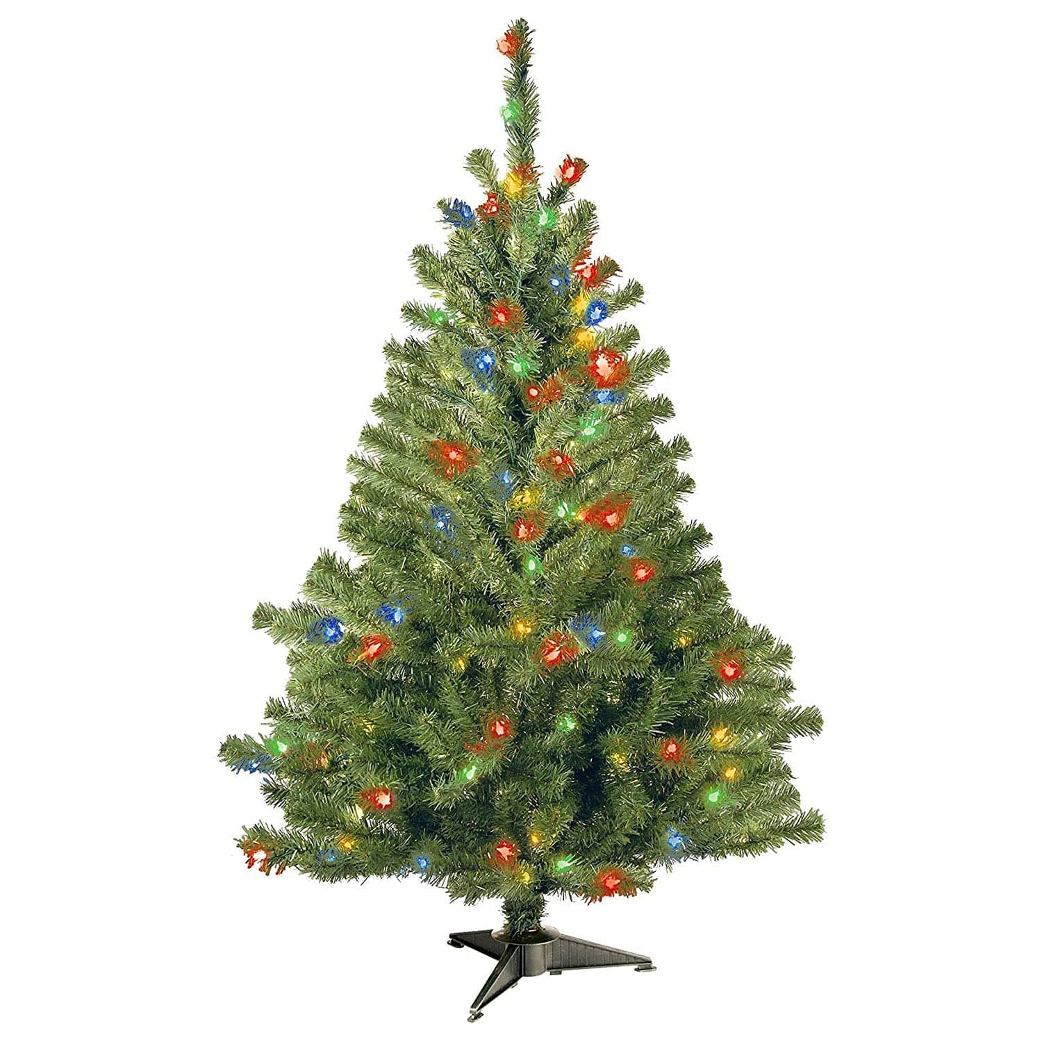 National Tree Company Pre-Lit Artificial Medium Christmas Tree, Green, Kincaid Spruce, Multicolor Lights, Includes Stand, 4 Feet