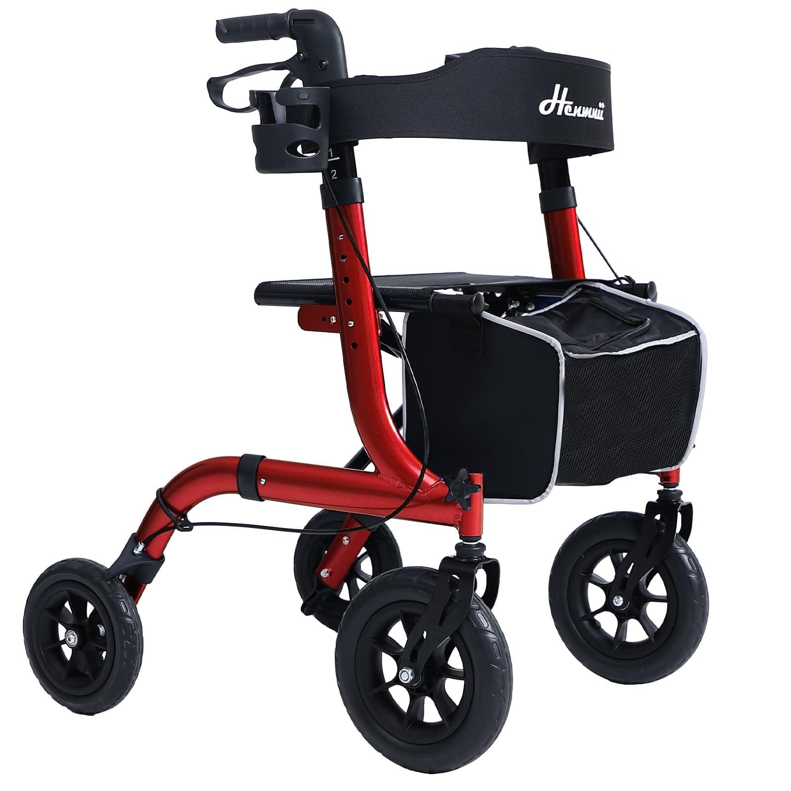 - Rollator Walker for Seniors, Lightweight Foldable All Terrain Rolling Walker with seat, Aluminum Walkers with 10 inch Rubber Wheels, Handles and Backrest for Seniors and Adult