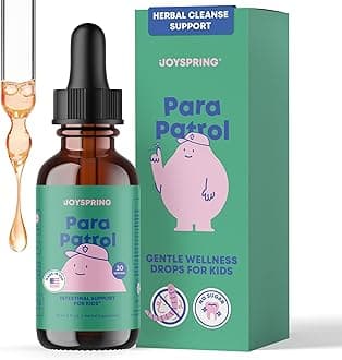 JoySpring ParaPatrol Kids’ Herbal Blend – Alcohol-Free Liquid Supplement with Black Walnut and Wormwood Extract | Supports Digestive Health | Natural Raspberry Flavor – 30 Servings