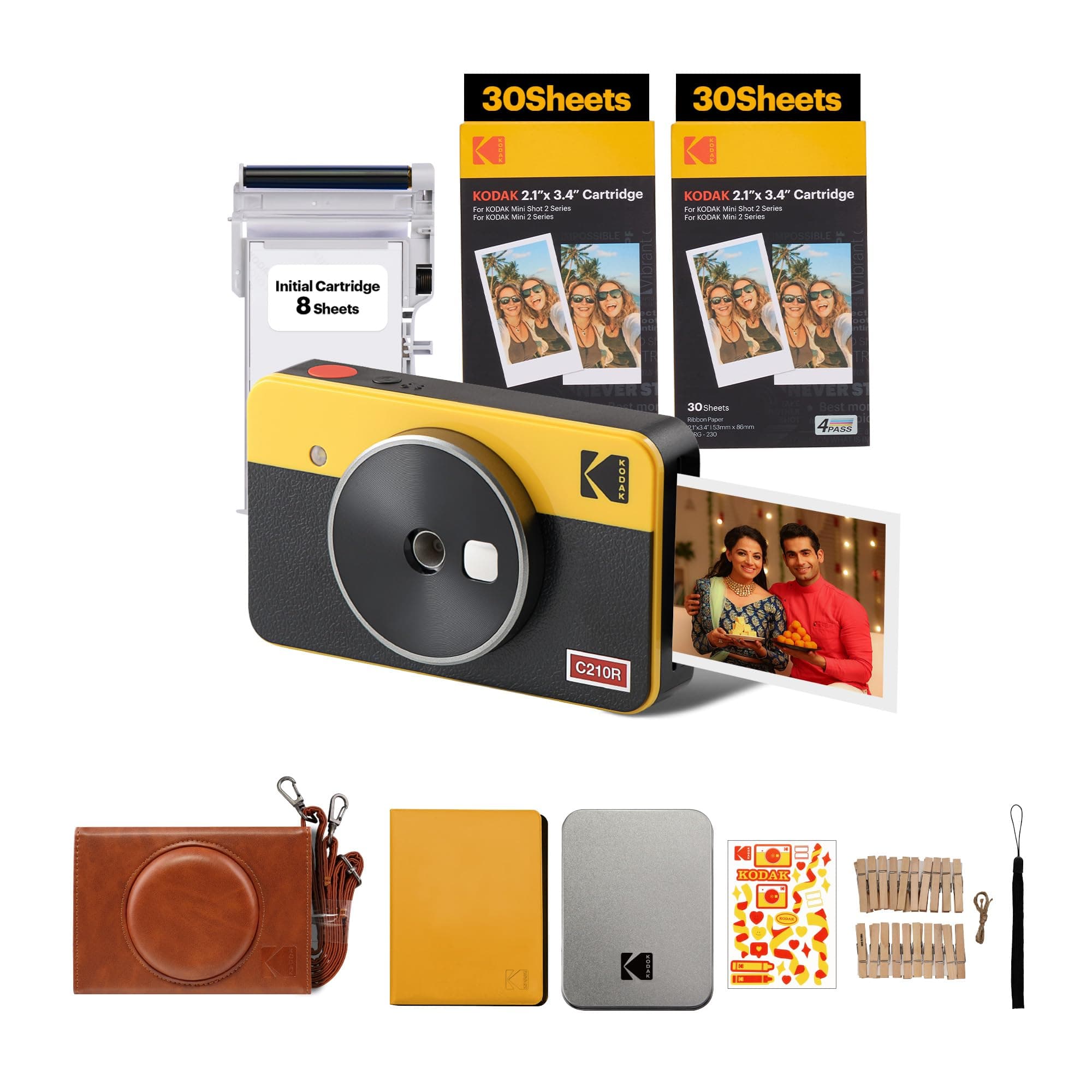 - Mini Shot 2 Retro 4PASS 2-in-1 Instant Camera and Photo Printer (2.1x3.4 inches) + 68 Sheets Gift Bundle, Yellow